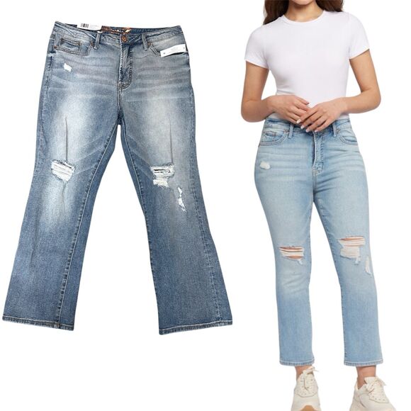 Seven7 Soho High Rise Distressed Straight Jeans Women’s Size 12 Light Wash - Picture 1 of 12